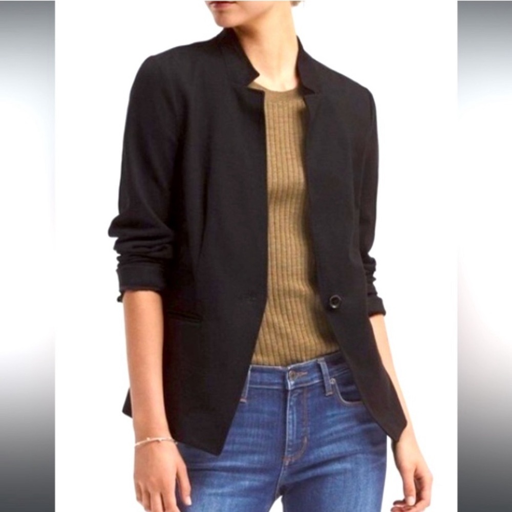 Banana Republic Black Ponte Knit Unstructured Blazer Jacket